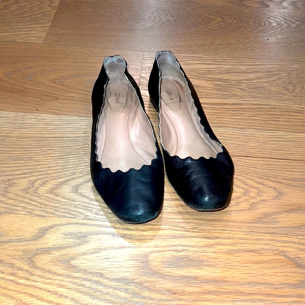 Chloe Lauren Leather Ballet Flats - BLACK - Size 35